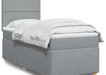 Łóżko kontynentalne z materacem jasnoszare tkanina 90x200 cm WM-3293456