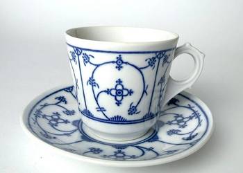 Filiżanka ze spodkiem wzór słomkowy Blau Saks Jäger Eisenberg NRD Vintage K