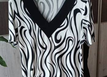 Tunika/ długa bluska  plus size XXL czarno biała stan b dobry