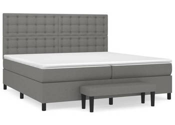 Łóżko kontynentalne z materacem ciemnoszara tkanina 200x200 cm WM-3136942
