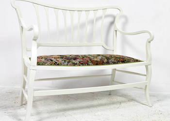 Dwuosobowa Sofa Biała Ławka Antyk Stara Dostawa Secesja Art Nouveau