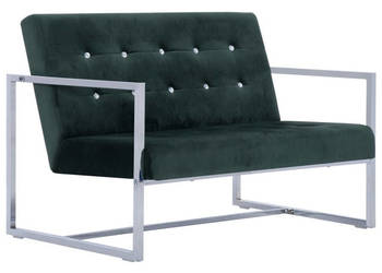 2-osobowa sofa z podłokietnikami ciemnozielona chrom aksamit WM-282164