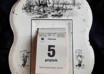 STARA  EMALIA  PRL-podkładka pod kalendarz zrywkowy WIATRAKI
