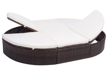 vidaXL Łóżko ogrodowe z poduszką, polirattan, brązowe(SKU:42939)