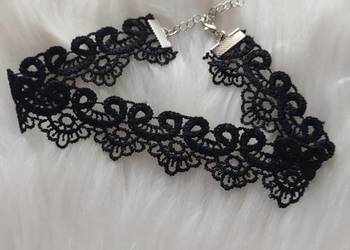 Czarny koronkowy choker ażurowy / victorian goth gotyk