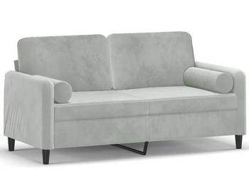 2-osobowa sofa z poduszkami jasnoszara 140 cm aksamit WM-3200881