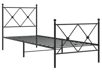 Metalowa rama łóżka z wezgłowiem i zanóżkiem czarna 80x200 cm WM-376511