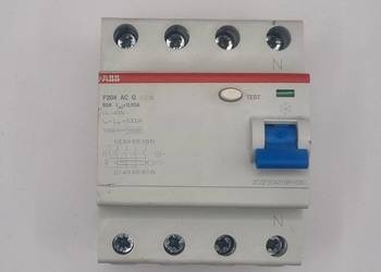 Wyłącznik różnicowoprądowy ABB F204 AC‑G 63A 30mA 4P, używany, sprawny