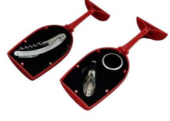 Zestaw do Wina w Kształcie Kieliszka – Korkociąg Nalewak Pierścień