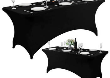Obrus uniwersalny pokrowiec na stół cateringowy 240 cm 8FT czarny elastycz…