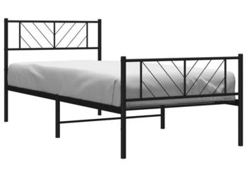 Łóżko Metalowe Czarne Rama Łóżka Ze Stelażem 107x203cm WM-372193