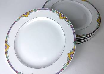 Talerzyki Art Deco zestaw 6 sztuk wzór geometryczny Bavaria R. Wunsiedel Vi