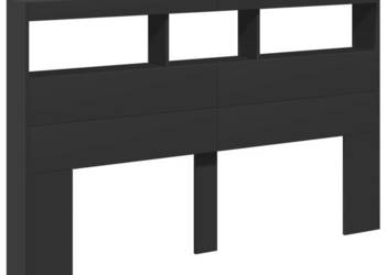 Zagłówek z półkami i oświetleniem LED czarny 160x17x102 cm WM-839204