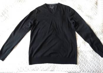 Sweter Męski Wełniany 100% Wełna Merino Extra Fine Czarny Biznesowy