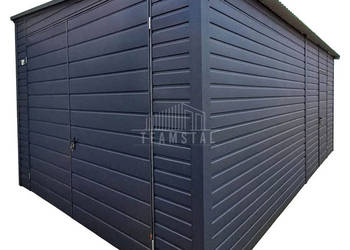 Garaż blaszany 3x7m - Brama dwuskrzydłowa drzwi dach TS1049