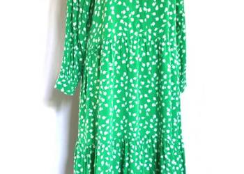 Sukienka długie rękawy Zielona r. 38 H&M wiskoza 100% NOWA