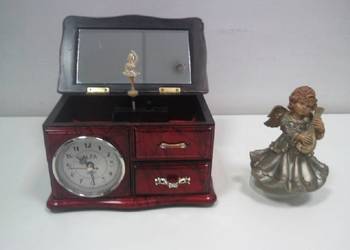 2 Kolekcjonerskie pozytywki  Baletnica na komodzie Aniołek z mandoliną