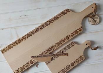 Zestaw Desek Do Serwowania Długa Deska 65cm w Stylu Folklor