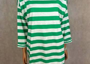 Bluzka oversize paski zielona bawełna XL 42 nowa Sheego