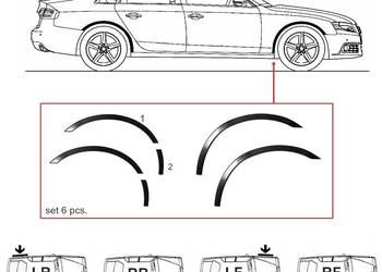 Toyota Corolla nakładki na błotnik czarny mat 4 szt sierpy