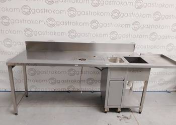 Stół barowy z 2 zlewami i kratką do mycia 251x70x85