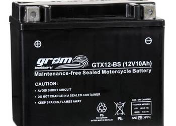 Akumulator motocyklowy GROM GTX12-BS YTX12-BS12V10Ah 180A L+