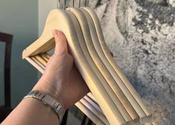 Zestaw 5x wieszaki drewniane solidne wytrzymałe z obrotową główką NOWE