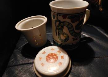 Kubek ceramika z zaparzaczem