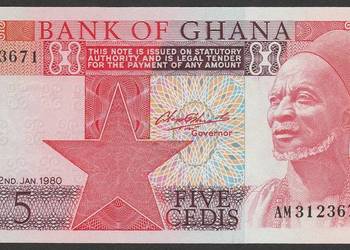 GHANA 5 CEDIS 1980 - STAN BANKOWY UNC