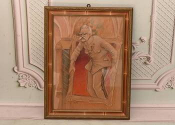 Marszałek Józef Piłsudski - Karykatura - Obraz Pastel Za Szkłem