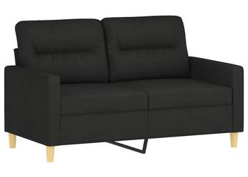 Sofa 2-osobowa, czarna, 120 cm, tapicerowana tkaniną（SKU:359231）