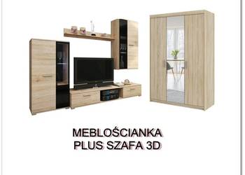 meblościanka plus szafa trzydrzwiowa z lustrem zestaw mebli