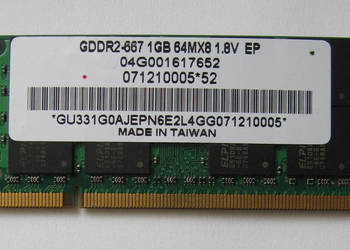 Pamięć RAM do notebooka 1GB DDR2 667 Mhz
