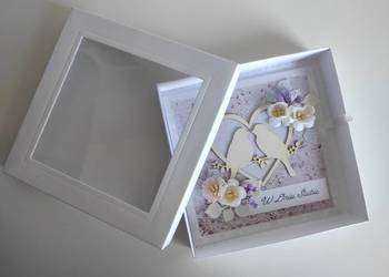 Kartka ręcznie robiona na ślub z pudełeczkiem