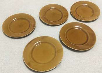 PRL talerzyk talerzyki deserowe 17 cm brązowe porcelit