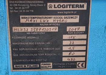 Kocioł piec podajnikowy Logiterm Maxi Lux Hydro 32kW 2017r SPRAWNY Zestaw