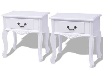 vidaXL Szafka nocna, 2 szt., MDF, biała(SKU:242750)