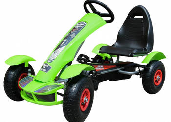 Gokart na pedały zielony pompowane koła napęd łańcuchowy