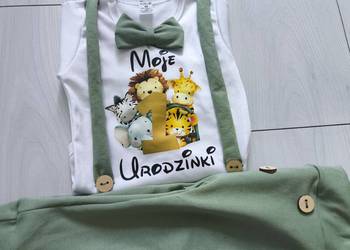 Komplet na roczek safari Moje 1 urodziny rok chłopiec mstylroczek.pl