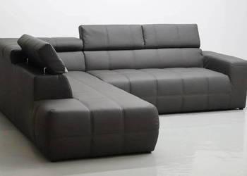 TST Narożnik Popielata Eco-skóra regulowane zagłowki nowoczesny design