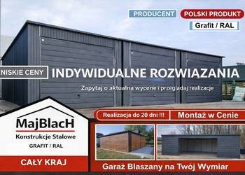 GRAFITOWY Garaż Blaszany Jednospadowy | GARAŻE | Blaszak  – Maj-Blach