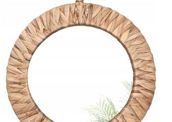 OKRĄGŁE LUSTRO BOHO RATANOWE ŚCIENNE 35cm NATURALNE