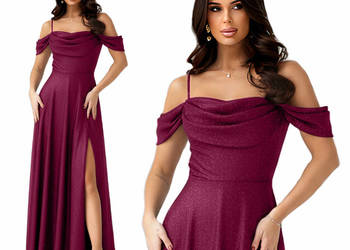 Suknia brokatowa sukienka wieczorowa bordowa połysk 38, 42, 44, 46, 48 Suknia brokatowa sukienka wieczorowa bordowa połysk 38, 42, 44, 46, 48