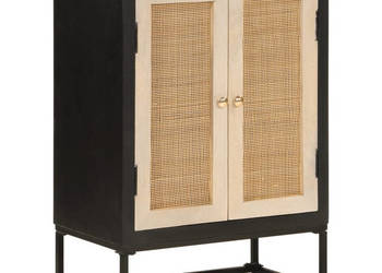 Szafka czarna 55x30x76 cm lite drewno mango i żelazo WM-372000