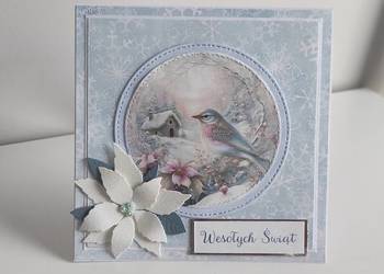 Kartka ręcznie robiona Boże Narodzenie ptaszek Kartka ręcznie robiona Boże Narodzenie ptaszek