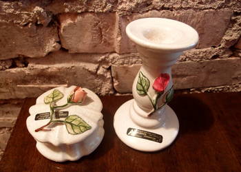 Rękodzieło ceramiczne z lat80tych świecznik i szkatułka PRL