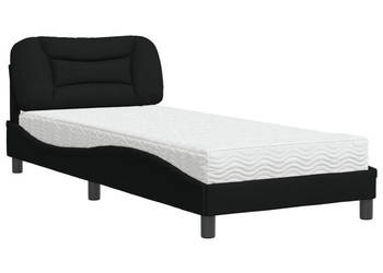 Łóżko z materacem czarne obite tkaniną 80x200 cm WM-3208494