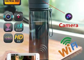 Mini KAMERA SZPIEGOWSKA ukryta w BUTELCE 4K WiFi