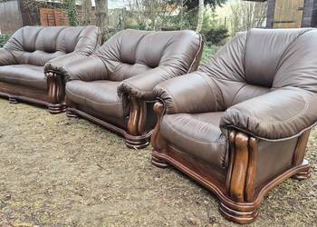 Komplet wypoczynkowy 3 2 1 Nowa skóra naturalna 100%