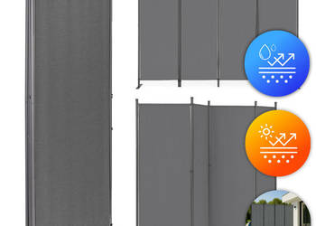 Składany parawan ogrodowy pokojowy 4-panelowy 167x216 cm szary MultiGarden